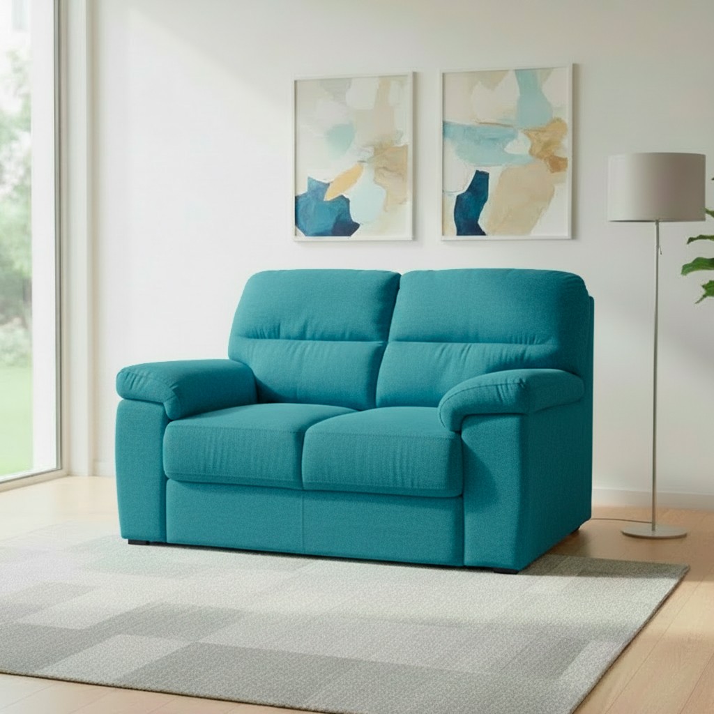 Divano Alenda 2 posti fisso con piedini quadrati colore Roma 25 verde acqua Divano Alenda 2 posti fisso con piedini quadrati colore Roma 25 verde acqua