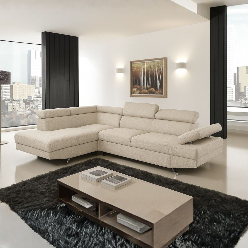 Divano angolare sinistro Julie con letto estraibile e contenitore in tessuto Barrel 04 beige Divano angolare sinistro Julie con letto estraibile e contenitore in tessuto Barrel 04 beige