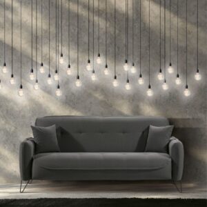 Divano Crown 3 posti ecopelle effetto nuvolato grigio 07-619  215x94x98h cm.