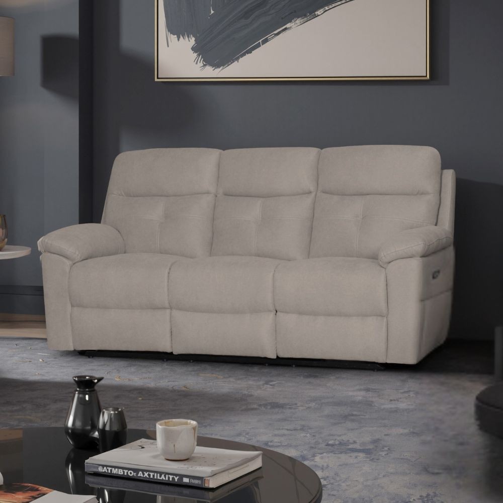 Divano Kayde 3 posti recliner elettrico in tessuto Mia 103-05 beige Divano Kayde 3 posti recliner elettrico in tessuto Mia 103-05 beige
