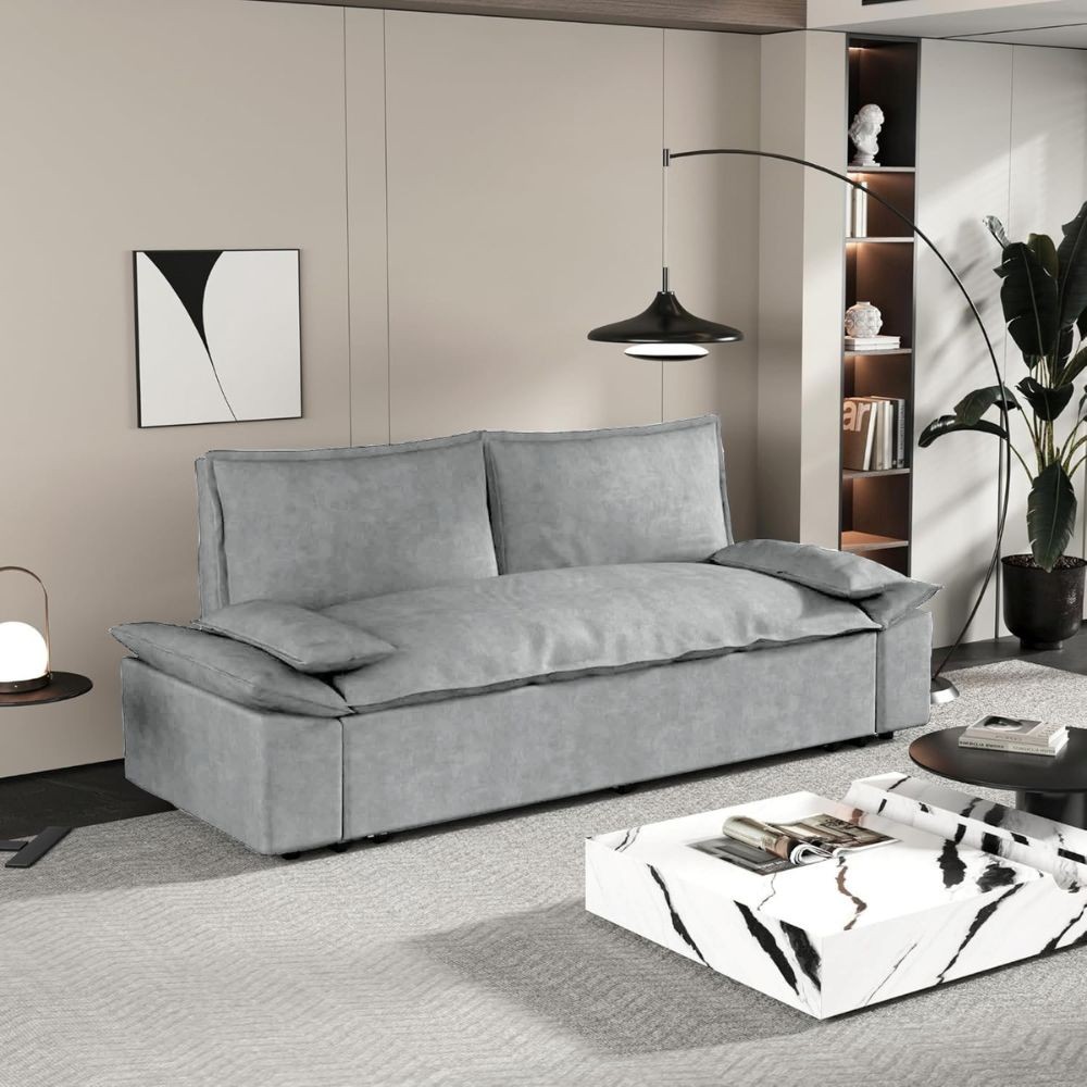 Divano letto Belly 2 posti effetto velluto colore grigio Divano letto Belly 2 posti effetto velluto colore grigio