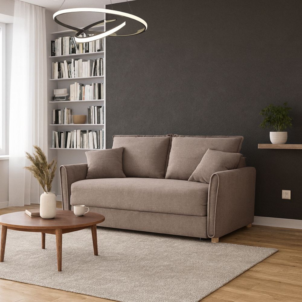 Divano letto Cassie con contenitore in Barrel 19 taupe Divano letto Cassie con contenitore in Barrel 19 taupe