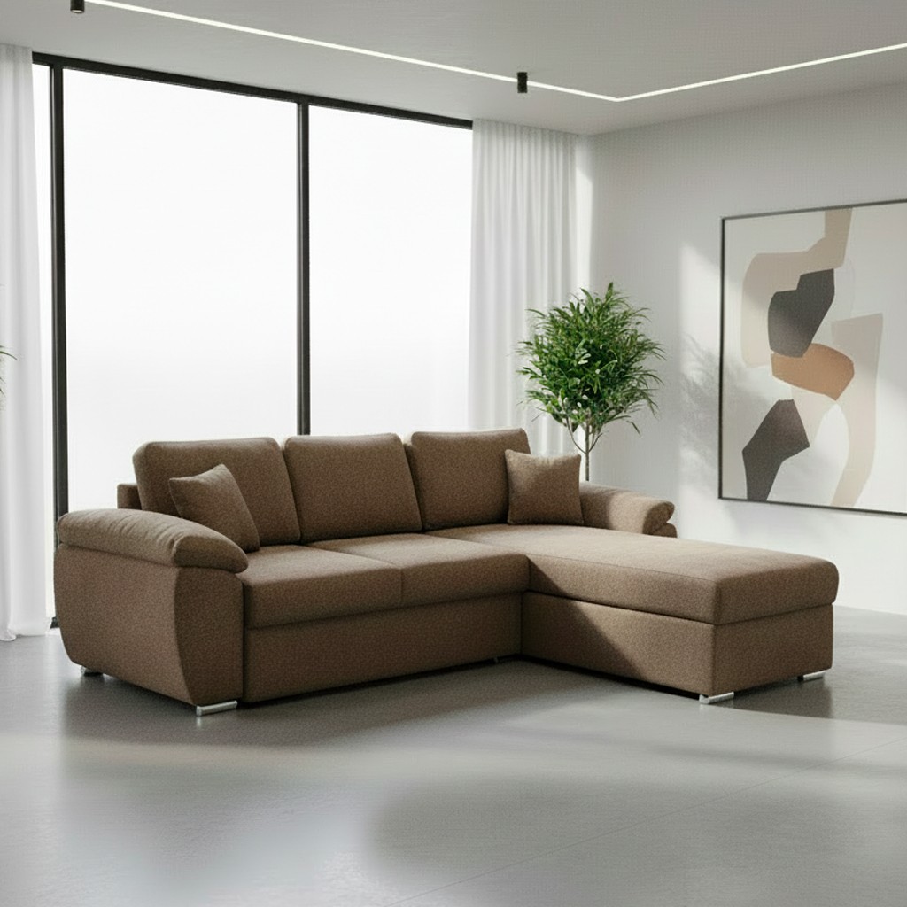Divano letto contenitore angolare Alberta reversibile in Giulia 9703 cappuccino Divano letto contenitore angolare Alberta reversibile in Giulia 9703 cappuccino