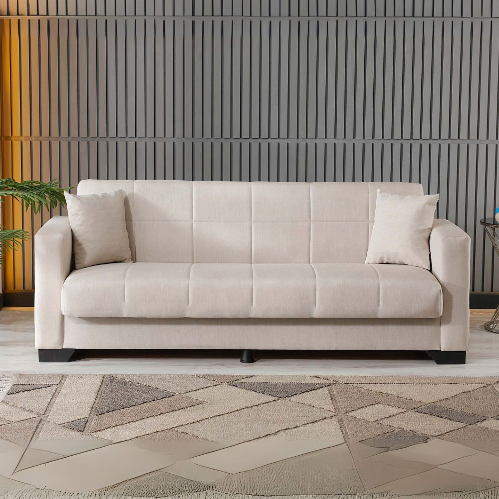 Divano letto contenitore Moon 3 posti in tessuto Internobase 09 cream Divano letto contenitore Moon 3 posti in tessuto Internobase 09 cream