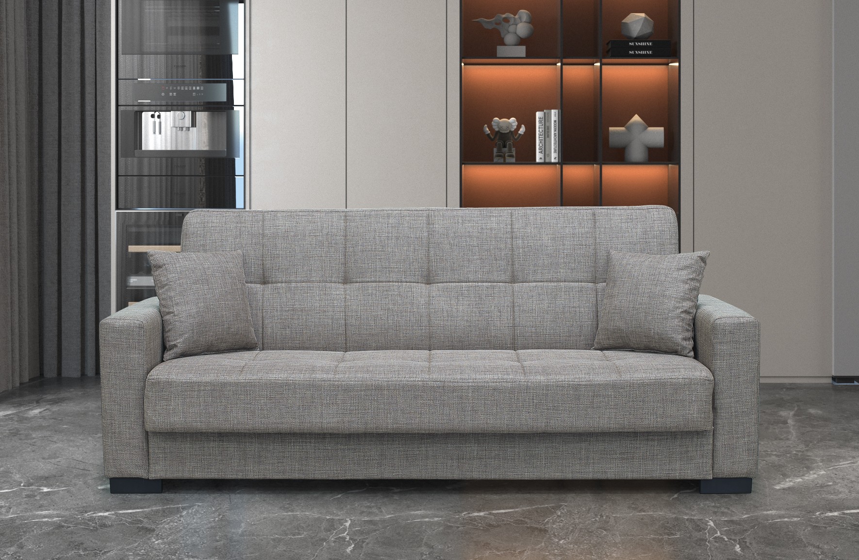 Divano letto contenitore New Malpensa 3 posti colore cappuccino Mina 04 Divano letto contenitore New Malpensa 3 posti colore cappuccino Mina 04