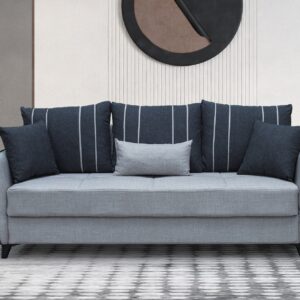 Divano letto contenitore Panama 3 posti colore grigio chiaro 51-002 e cuscini grigio scuro