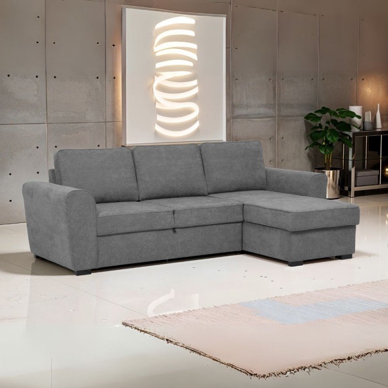 Divano letto corner reversibile Aston con contenitore in tessuto C1705 Ash grigio Divano letto corner reversibile Aston con contenitore in tessuto C1705 Ash grigio