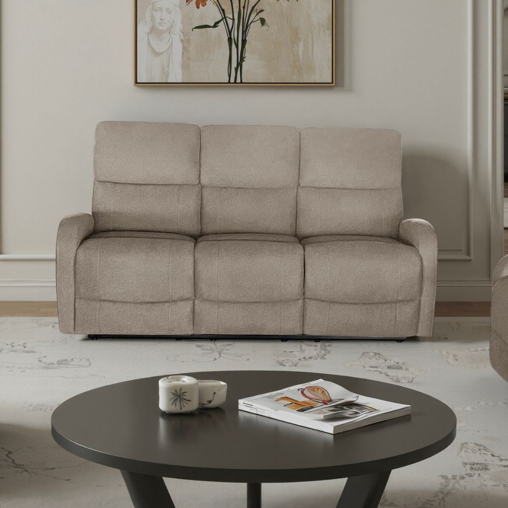 Divano Potter 3 posti recliner manuale in tessuto Mia 103-05 beige Divano Potter 3 posti recliner manuale in tessuto Mia 103-05 beige