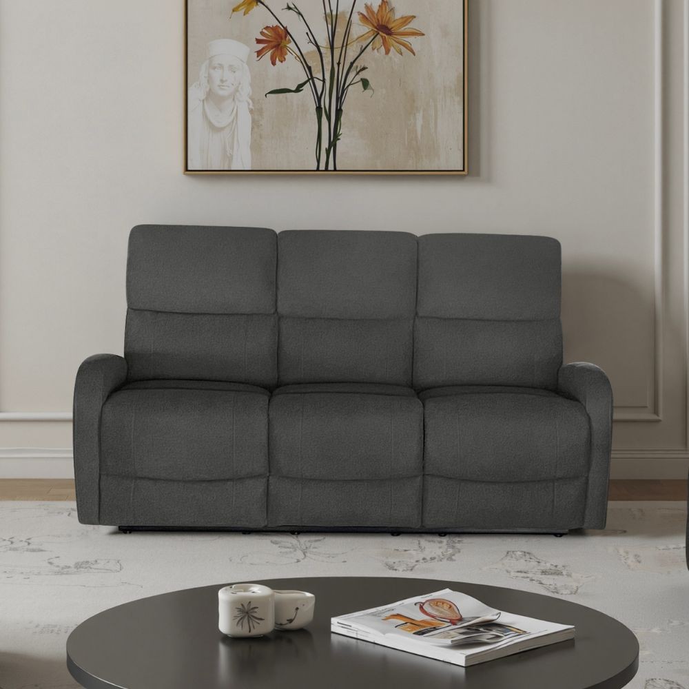 Divano Potter 3 posti recliner manuale in tessuto Mia 103-27 grigio scuro Divano Potter 3 posti recliner manuale in tessuto Mia 103-27 grigio scuro