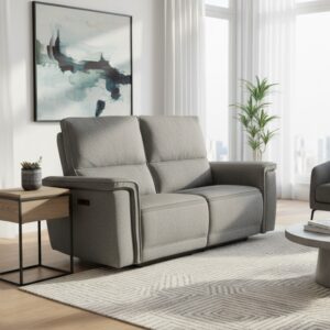 Divano recliner 2 posti Velveta elettrico in tessuto L008 grigio