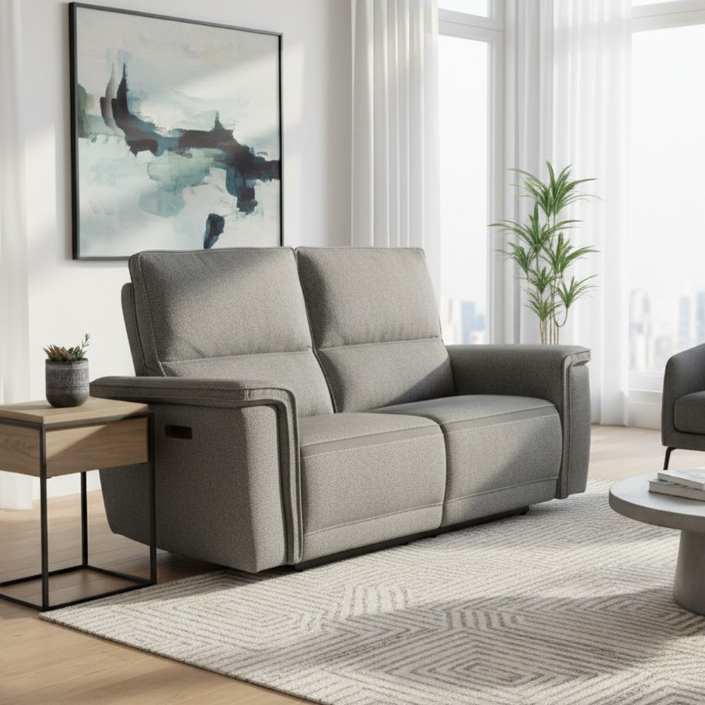 Divano recliner 2 posti Velveta elettrico in tessuto L008 grigio Divano recliner 2 posti Velveta elettrico in tessuto L008 grigio