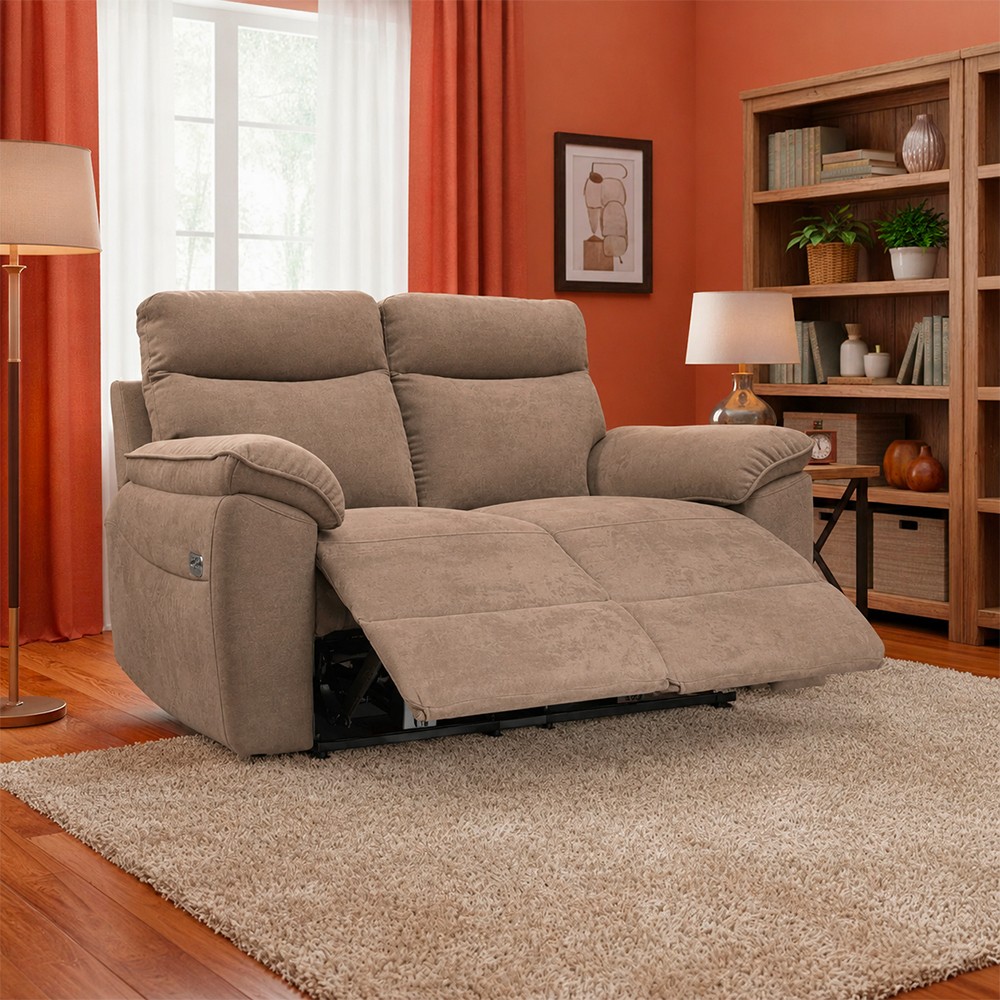 Divano recliner Boston 2 posti elettrico in tessuto giulia 9703 cappuccino Divano recliner Boston 2 posti elettrico in tessuto giulia 9703 cappuccino
