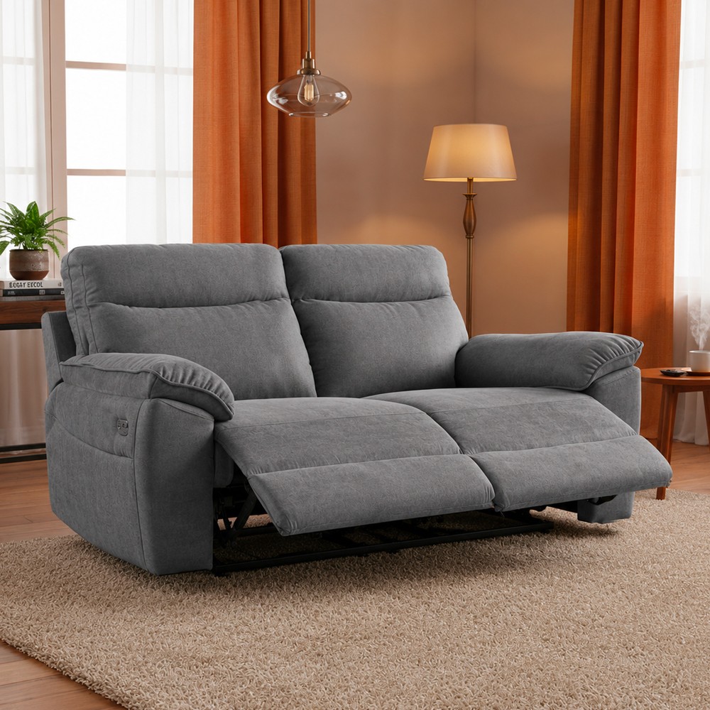 Divano recliner Boston 3 posti elettrico in tessuto giulia 9713 grigio Divano recliner Boston 3 posti elettrico in tessuto giulia 9713 grigio