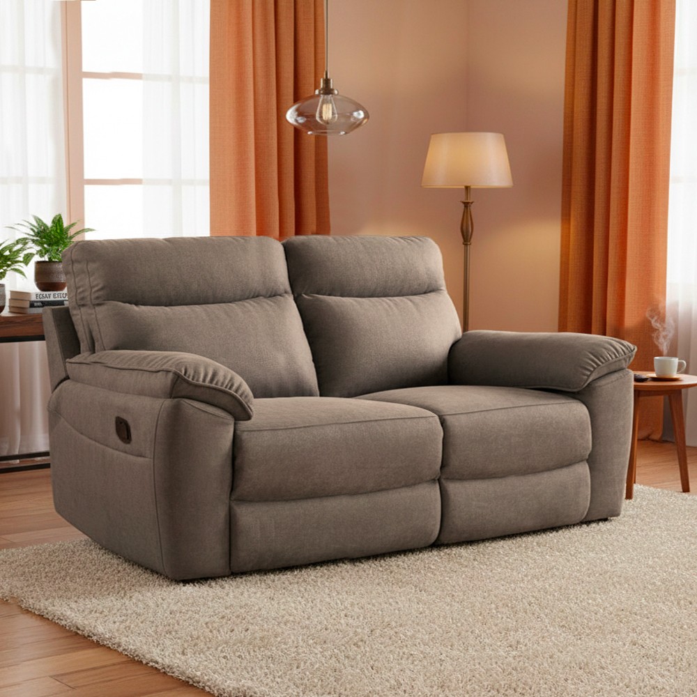 Divano recliner Boston 3 posti manuale in tessuto barrel 21 tortora Divano recliner Boston 3 posti manuale in tessuto barrel 21 tortora