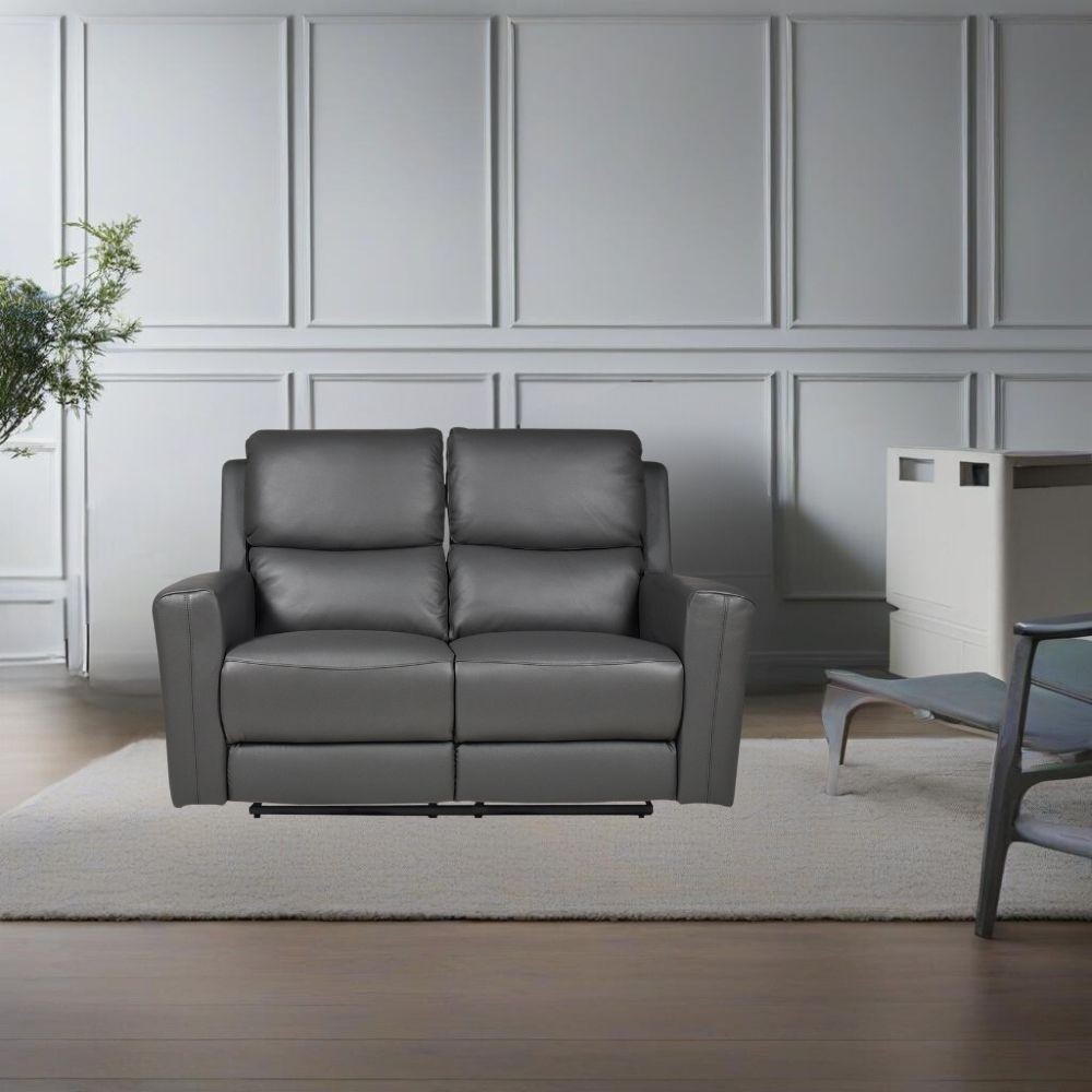Divano recliner elettrici Claus 2 posti in vera pelle colore grigio scuro Divano recliner elettrici Claus 2 posti in vera pelle colore grigio scuro