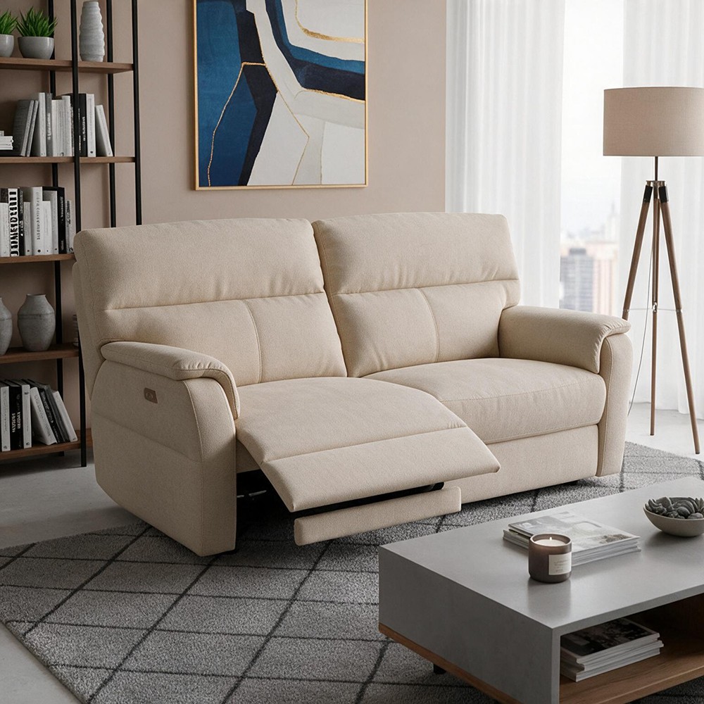 Divano relax 3 posti Alice con 2 recliner elettrici in Nabucco 02 beige Divano relax 3 posti Alice con 2 recliner elettrici in Nabucco 02 beige