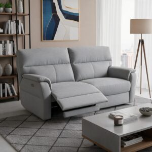 Divano relax 3 posti Alice con 2 recliner elettrici in Nabucco 38 grigio