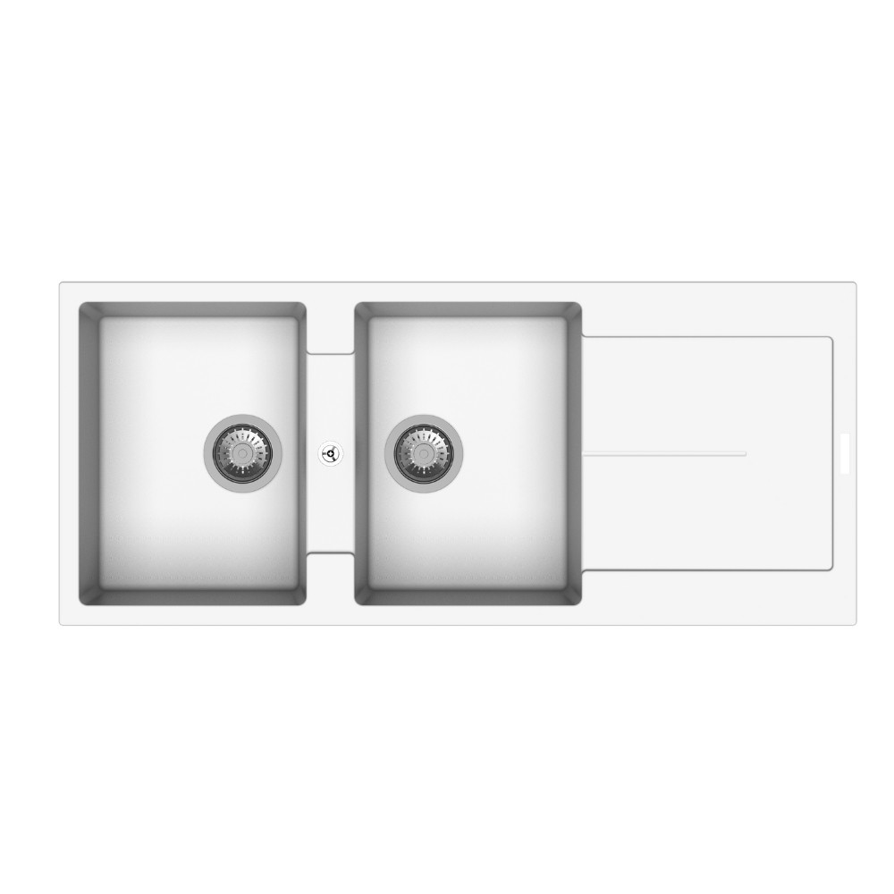 Enigma D200 lavello 2 vasche e gocciolatoio bianco Enigma D200 lavello 2 vasche e gocciolatoio bianco