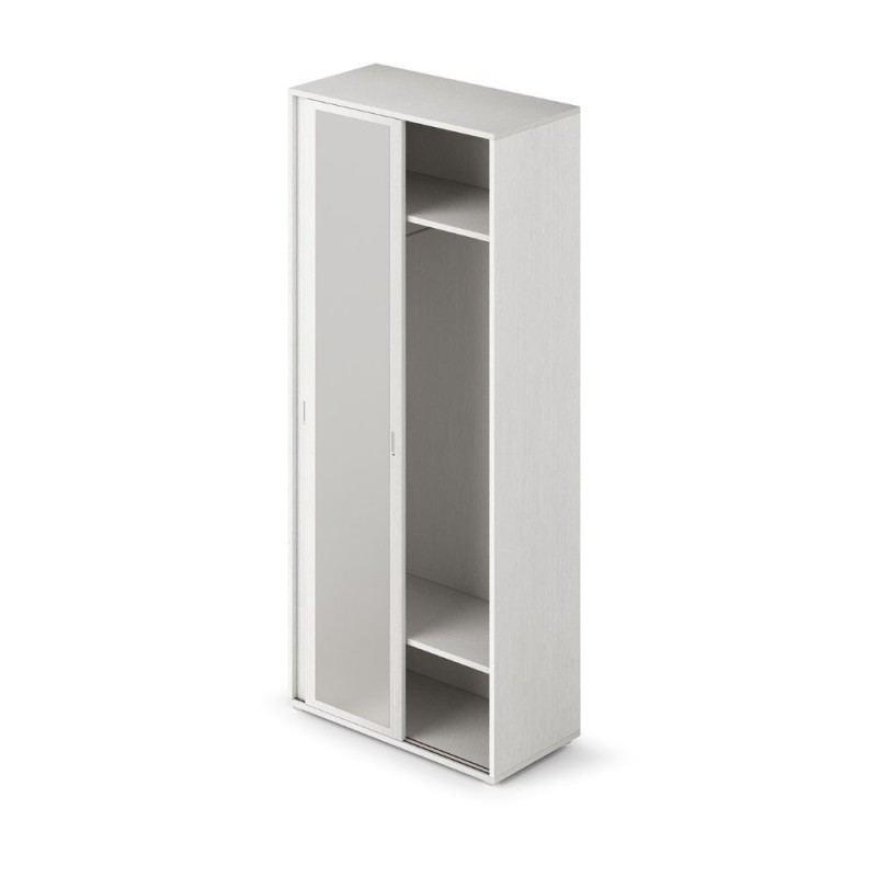 Ingresso modulo da 90 ante scorrevoli 1 anta bianco frassinato e 1 anta a specchio con appendiabiti Ingresso modulo da 90 ante scorrevoli 1 anta bianco frassinato e 1 anta a specchio con appendiabiti