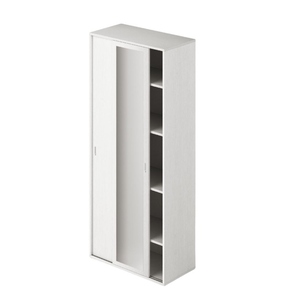 Ingresso modulo da 90 ante scorrevoli 1 anta bianco frassinato e 1 anta specchio con ripiani Ingresso modulo da 90 ante scorrevoli 1 anta bianco frassinato e 1 anta specchio con ripiani