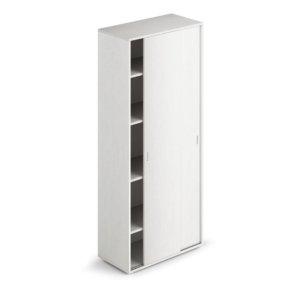 Ingresso modulo da 90 H.212 ante scorrevoli con ripiani colore bianco frassinato Ingresso modulo da 90 H.212 ante scorrevoli con ripiani colore bianco frassinato