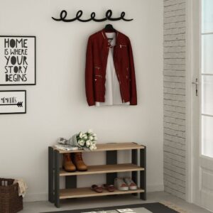 Ingresso scarpiera Tono rovere antracite con appendiabiti nero