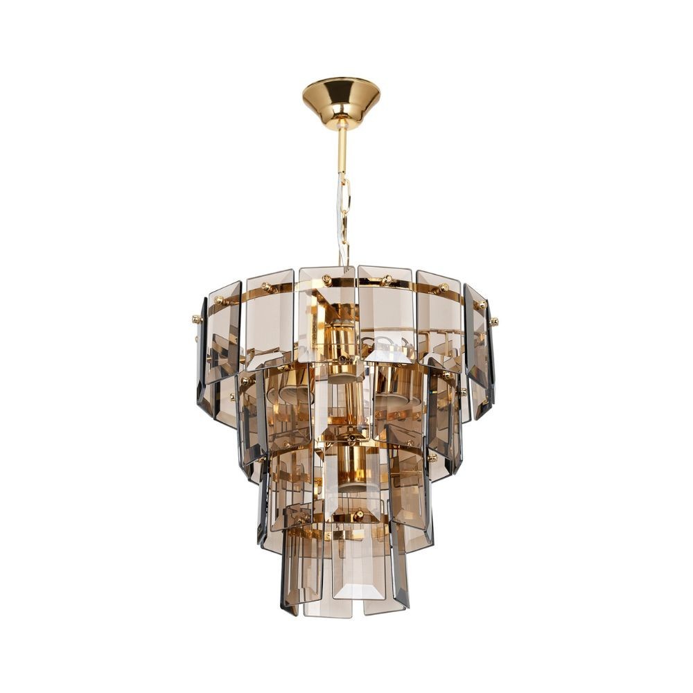Lampada da soffitto a 4 luci Falez MDL3829 vetro fumè e oro Lampada da soffitto a 4 luci Falez MDL3829 vetro fumè e oro