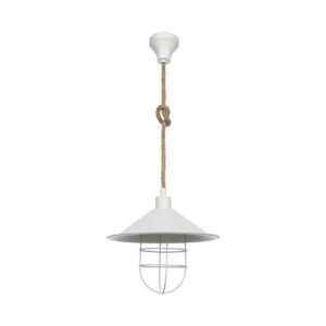 Lampada da soffitto Bulut ASZ0631 metallo bianco e corda iuta