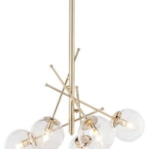 Lampada da soffitto Gondia ASZ1391 in metallo colore oro con 5 paralumi in vetro