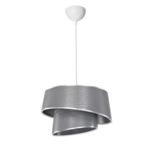 Lampada da soffitto Lima MDL5132 con paralume in PVC effetto tessuto grigio