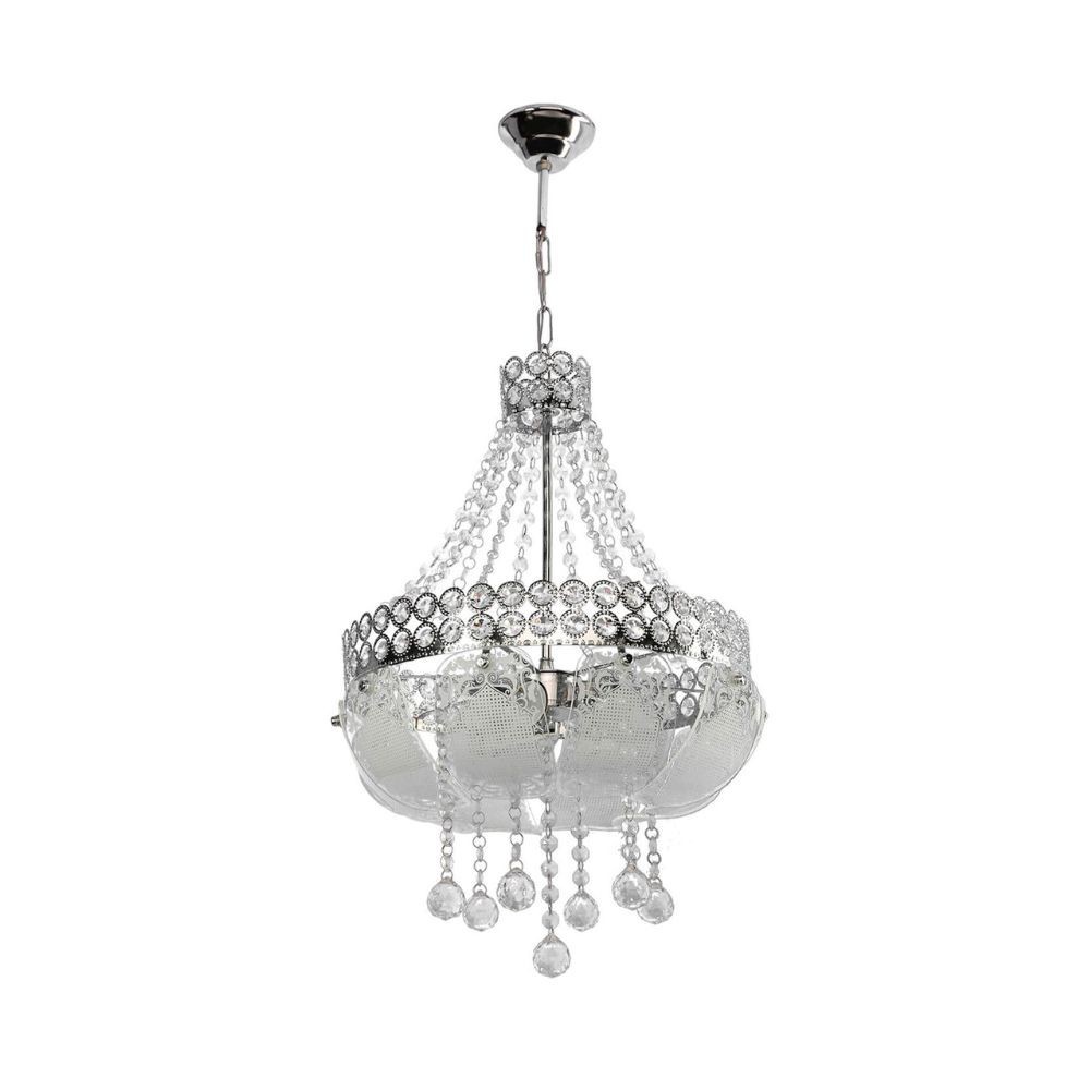 Lampada da soffitto Sare MDL3550 argento vetro decorato e pietre effetto cristallo Lampada da soffitto Sare MDL3550 argento vetro decorato e pietre effetto cristallo
