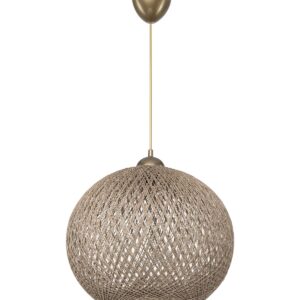 Lampada da soffitto Yumak MDL4746 con paralume in corda beige