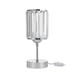 Lampada da tavolo Alis cromata e paralume effetto cristallo MNG7079