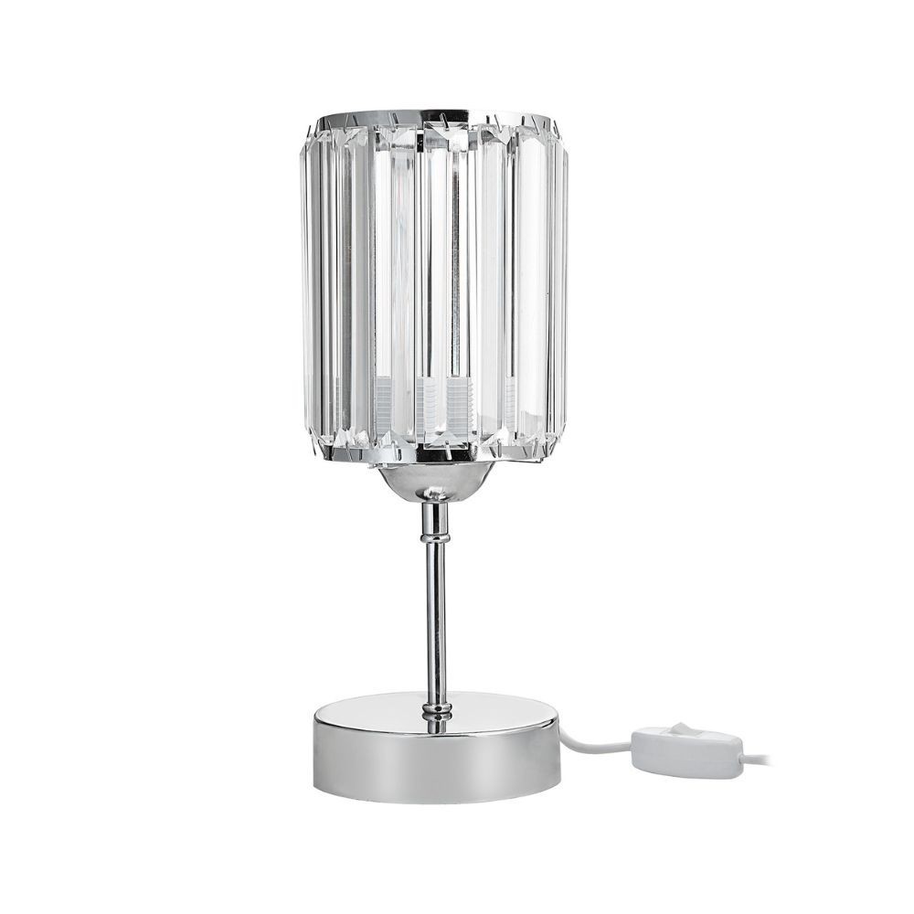 Lampada da tavolo Alis cromata e paralume effetto cristallo MNG7079 Lampada da tavolo Alis cromata e paralume effetto cristallo MNG7079