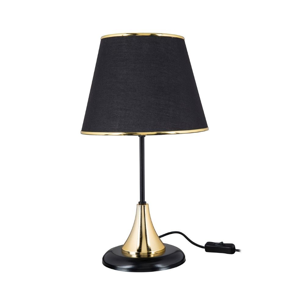 Lampada da tavolo Arden metallo e paralume in PVC effetto tessuto nero ASZ1632 Lampada da tavolo Arden metallo e paralume in PVC effetto tessuto nero ASZ1632