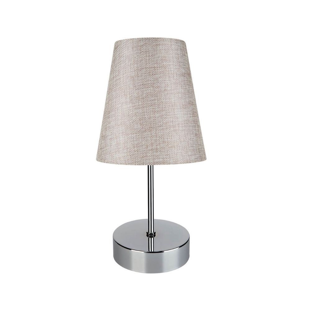 Lampada da tavolo Estelya ASZ1068 cromo con paralume in PVC effetto tessuto beige Lampada da tavolo Estelya ASZ1068 cromo con paralume in PVC effetto tessuto beige
