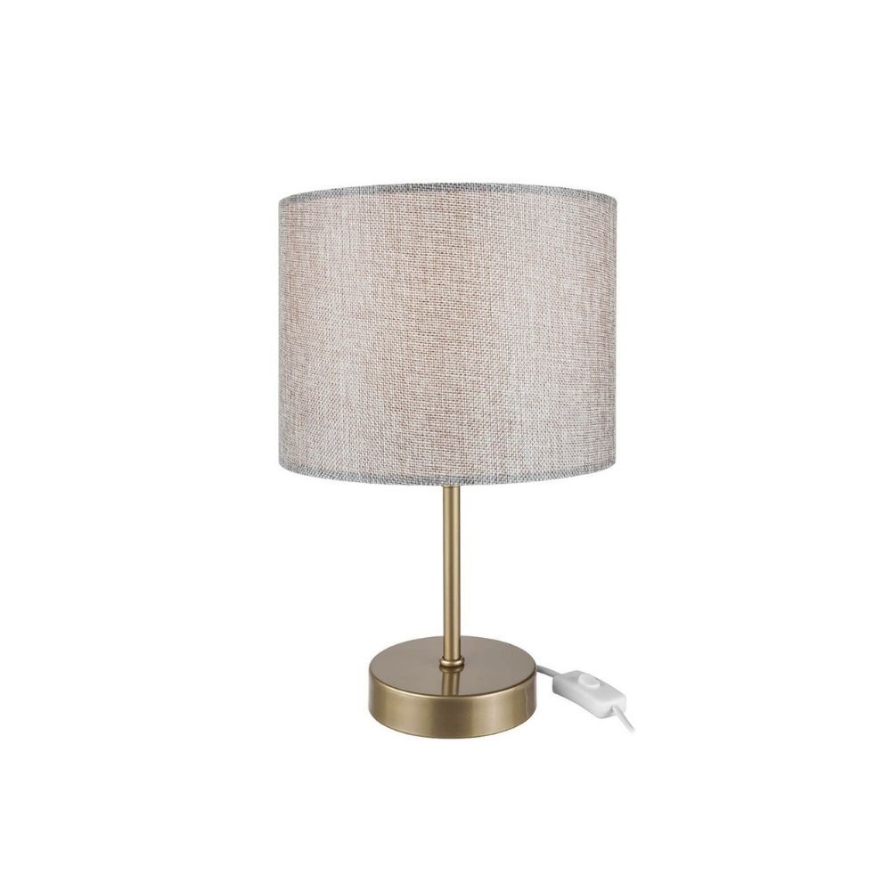 Lampada da tavolo Flora ASZ1496 con paralume cilindrico in PVC effetto tessuto sabbia Lampada da tavolo Flora ASZ1496 con paralume cilindrico in PVC effetto tessuto sabbia