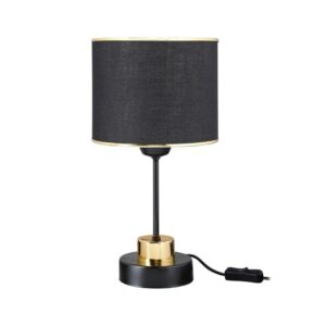 Lampada da tavolo metallo e paralume in PVC effetto tessuto nero Arden ASZ1633