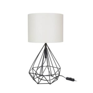 Lampada da tavolo ufficio scrivania Pena nero con paralume PVC effetto tessuto bianco MDL4268