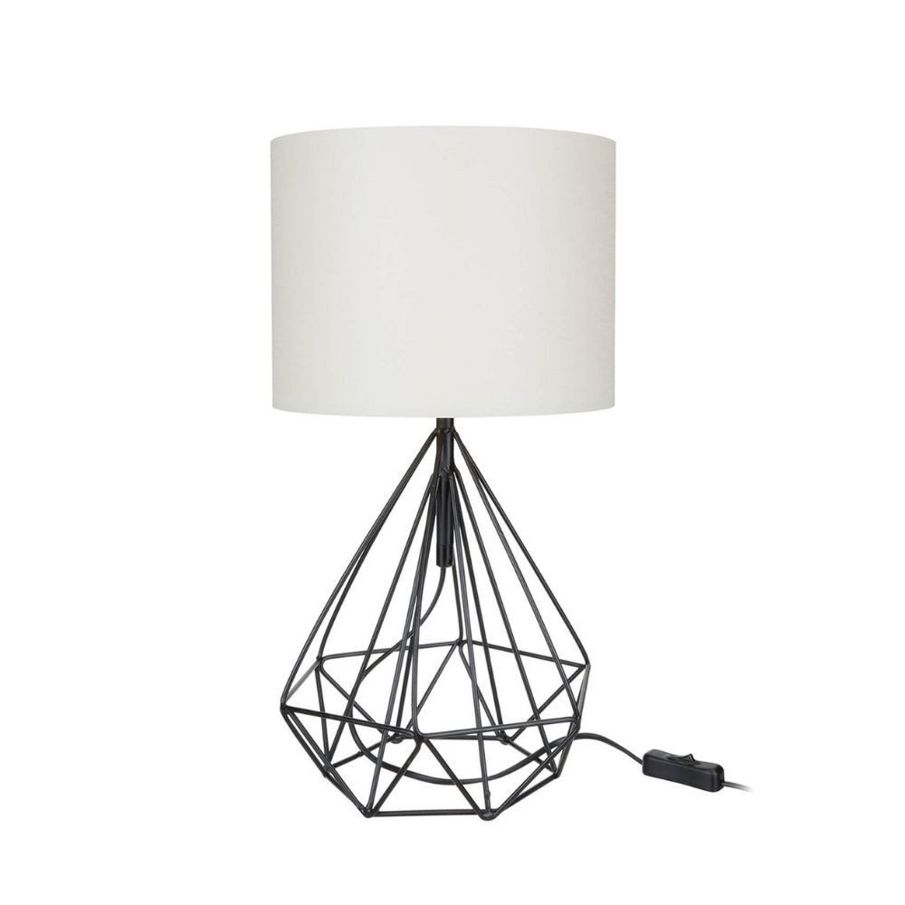 Lampada da tavolo ufficio scrivania Pena nero con paralume PVC effetto tessuto bianco MDL4268 Lampada da tavolo ufficio scrivania Pena nero con paralume PVC effetto tessuto bianco MDL4268