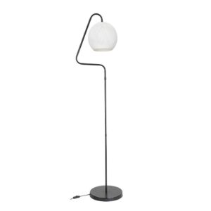 Lampada da terra a stelo Yumak MDL4256 grigio e paralume in PVC effetto tessuto bianco