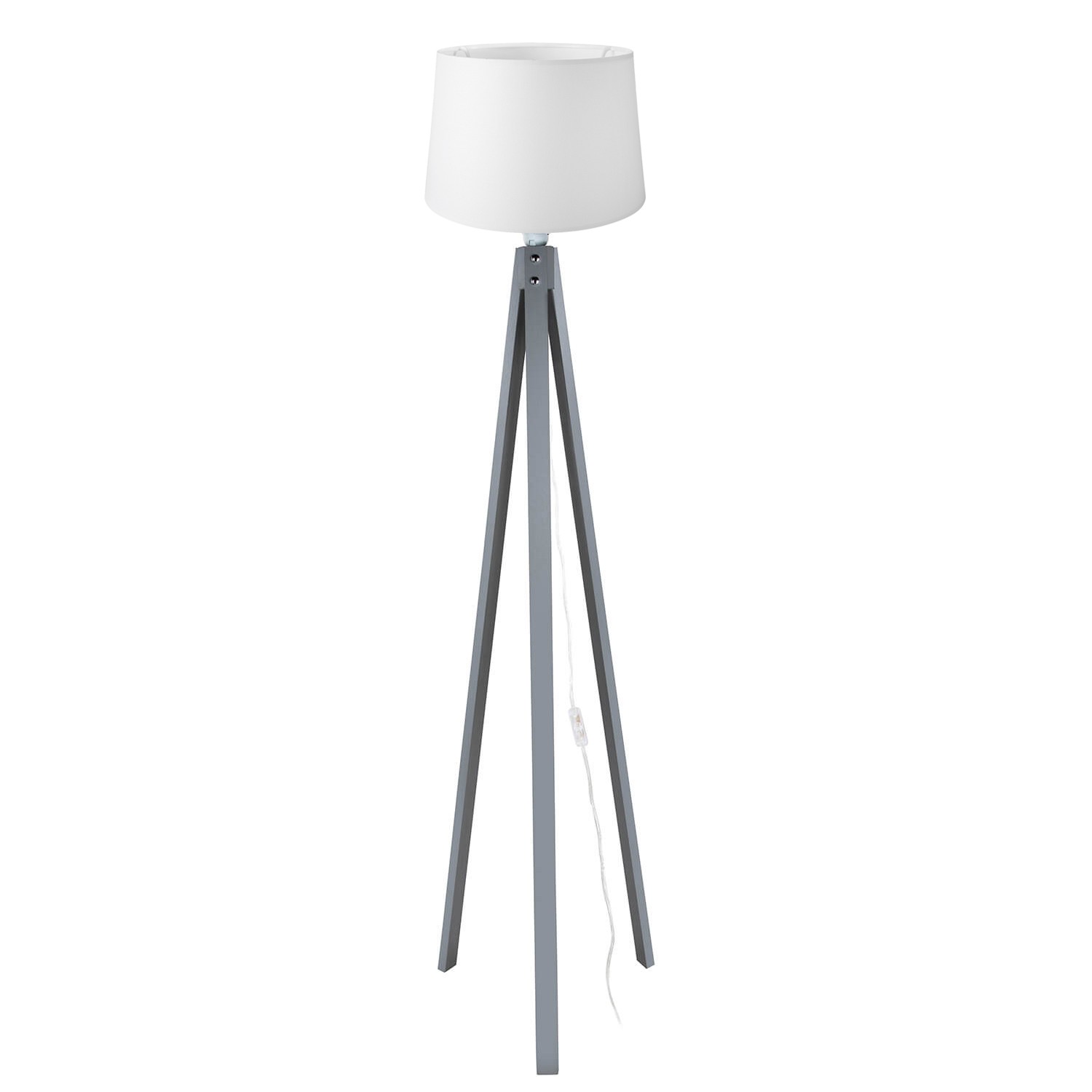 Lampada da terra DECOGRI3565 con piantana grigia e paralume in PVC effetto tessuto bianco Lampada da terra DECOGRI3565 con piantana grigia e paralume in PVC effetto tessuto bianco