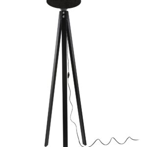 Lampada da terra DECONE3566 con piantana nera e paralume in PVC effetto tessuto nero