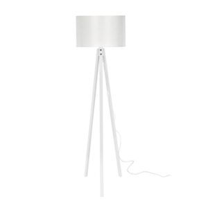 Lampada da terra Rodi ASZ1233 treppiede legno e paralume in PVC effetto tessuto bianco