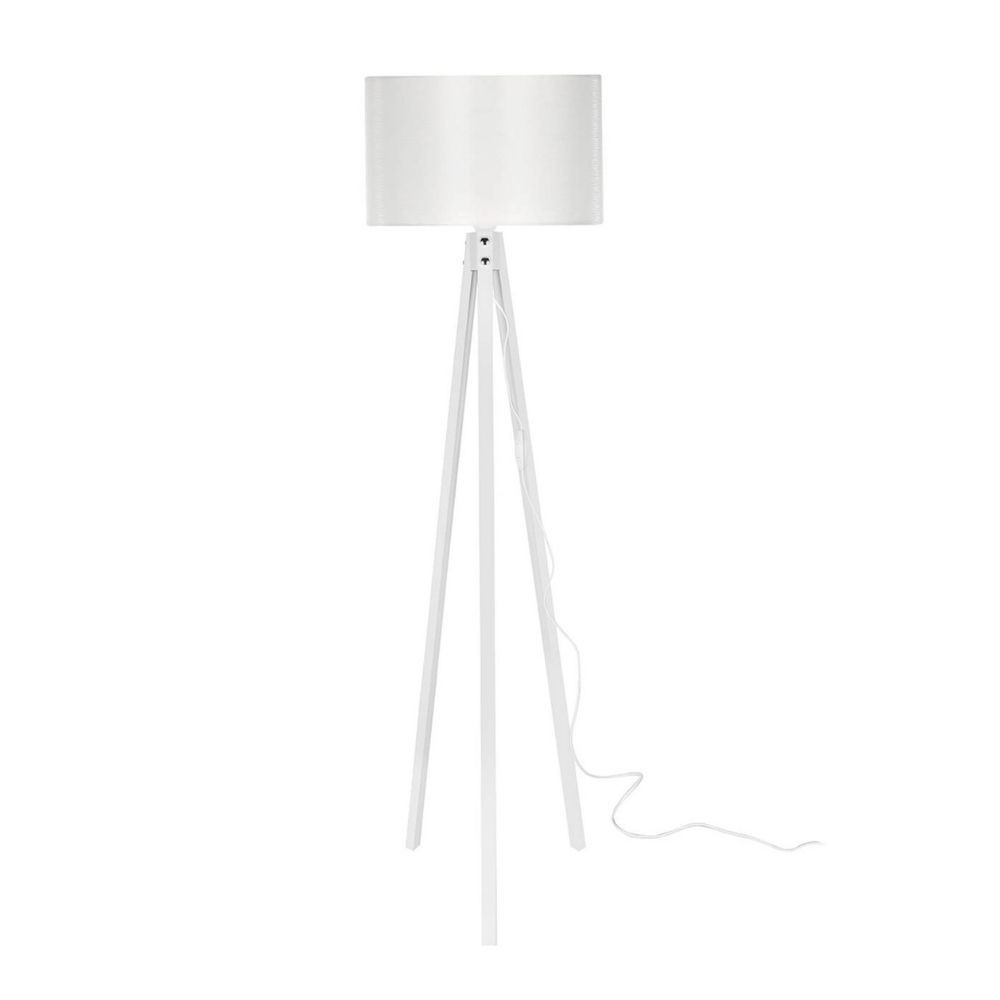 Lampada da terra Rodi ASZ1233 treppiede legno e paralume in PVC effetto tessuto bianco Lampada da terra Rodi ASZ1233 treppiede legno e paralume in PVC effetto tessuto bianco
