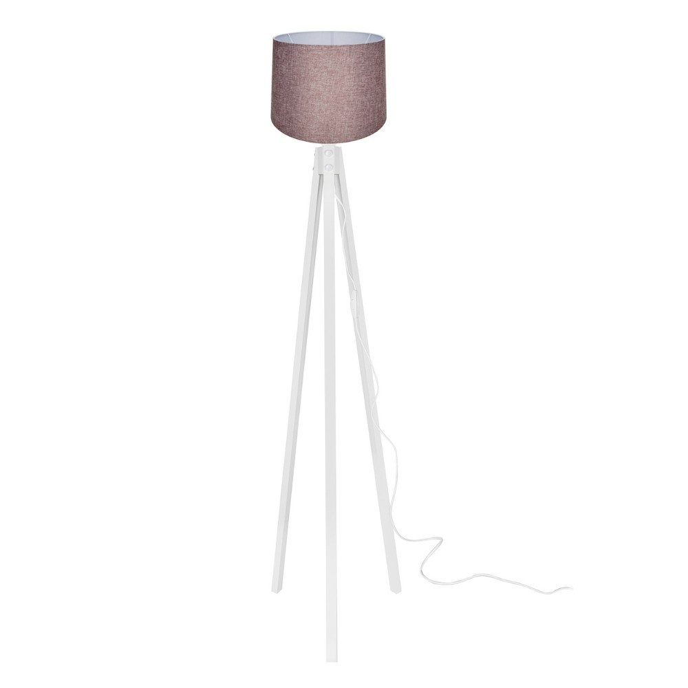 Lampada da terra RODIBI3012 con piantana bianca e paralume in PVC effetto tessuto rosa Lampada da terra RODIBI3012 con piantana bianca e paralume in PVC effetto tessuto rosa