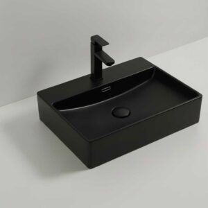 Lavabo da appoggio 9555 in ceramica 60x42x13 cm nero opaco