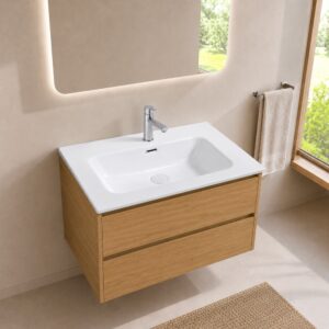 Lavabo da appoggio Bulnes60 in ceramica bianco lucido 61x46.5 cm.