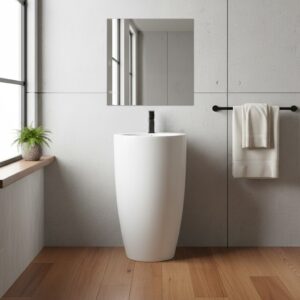 Lavabo freestanding LAV203 in ceramica D 50x86 cm. bianco lucido