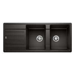 Lavello 2 vasche Blanco Legra 1526088 con gocciolatoio reversibile sopratop 116x50 cm. silgranit nero